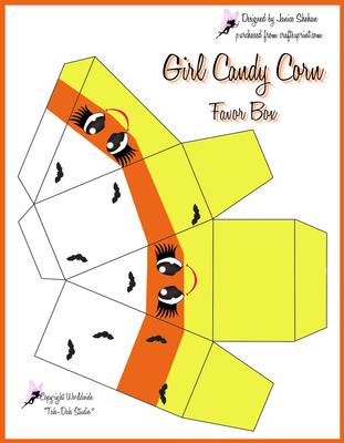 Girl Candy Corn Favor Gift Cake Box
