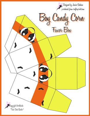 Boy Candy Corn Favor Gift Cake Box