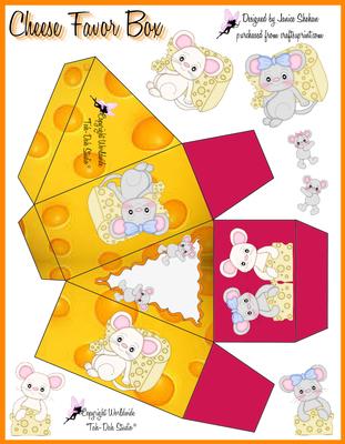 Cheese Slice & Mice Favor Treat Cake Box Bag