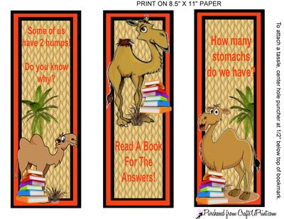 Camel Bookmarks Book Marks Boys Girls Children