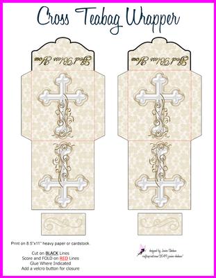 Cross Teabag Wrapper Wedding Christening Communion