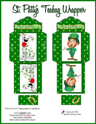 Cute St. Patty's Day Teabag Wrapper Leprecauhn Clover Dog