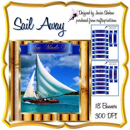 Sail Away Men Boat Card Decoupage