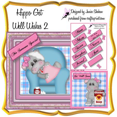 Sick Girl Hippo Get Well Soon Decoupage Kit