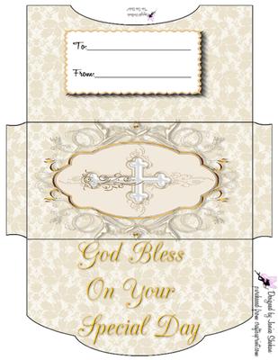Cross Money Wallet 2 Envelope Baptisim Communion Christening