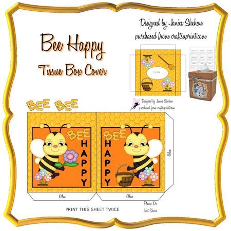 Bee Happy Kleenex Tissue Box Cover Holder Decoupage