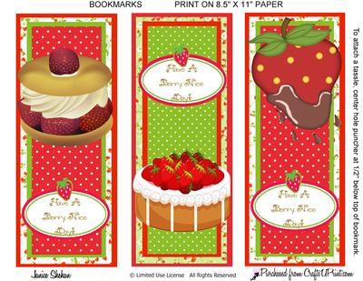 Strawberry Shortcake Bookmarks Girls