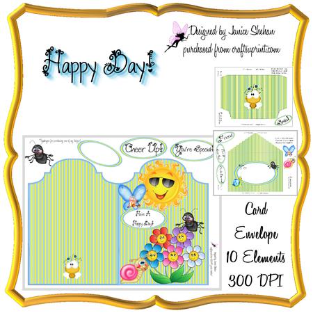 Happy Days Cheer Up Card and Envelope Kit Decoupage