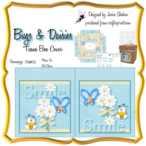 BUGS AND DAISIES KLEENEX TISSUE BOX HOLDER