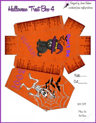 HALLOWEEN TREAT BOX #4 SKELTON CAT GHOST