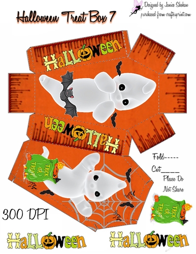 HALLOWEEN TREAT BOX #7 COFFIN, GHOSTS, SPIDERS, BATS