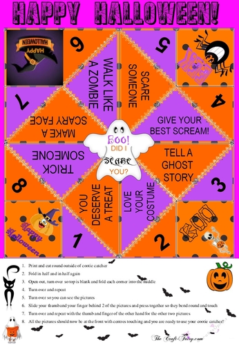 HALLOWEEN COOTIE CATCHER ORIGAMI #1 FOLDING GAME ORIGINAL