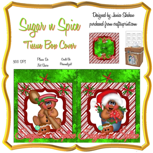CHRISTMAS SUGAR & SPICE KLEENEX TISSUE BOX COVER HOLDER