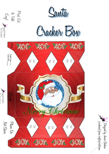 ETHNIC BLACK SANTA CHRISTMAS CRACKER GIFT FAVOR BOX