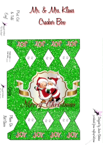 MR. AND MRS. KLAUS SPARKLE CRACKER GIFT FAVOR BOX CHRISTMAS