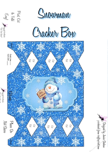 CHRISTMAS SNOWMAN CRACKER GIFT FAVOR BOX 1