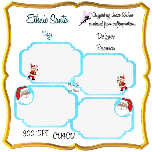 BLACK ETHNIC SANTA CLAUS CHRISTMAS GIFT, CARD, SCRAPBOOKING, TAGS