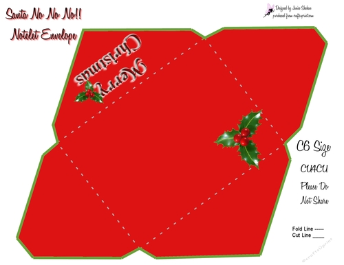 ENVELOPE FOR SANTA NO NO NO QUICK CARD, NOTELET, ENVELOPES A6