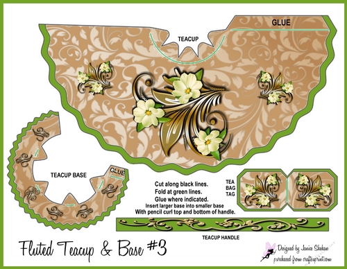 GORGEOUS GOLD AND FLOWERS TEACUP TEA CUP FAVOR BAG BOX
