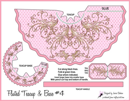 GORGEOUS PINK, GOLD AND FLOWERS TEACUP TEA CUP FAVOR BAG BOX