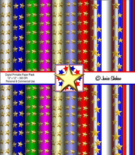 METALLIC GOLD STARS PAPER PACK BACKGROUND 