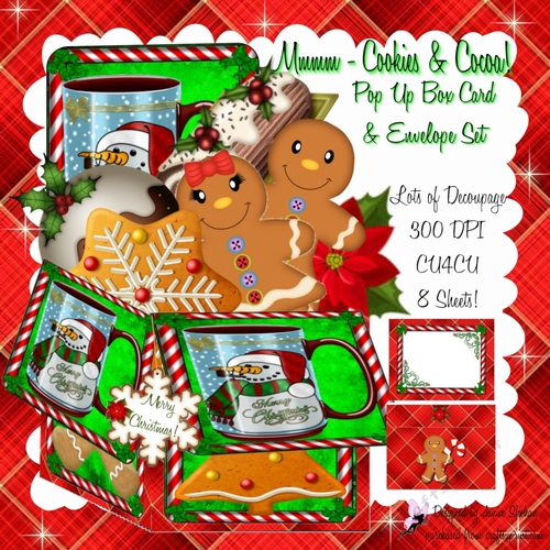 MMMMM COOKIES AND COCOA 3D POP UP BOX CARD AND ENVELOPE SET