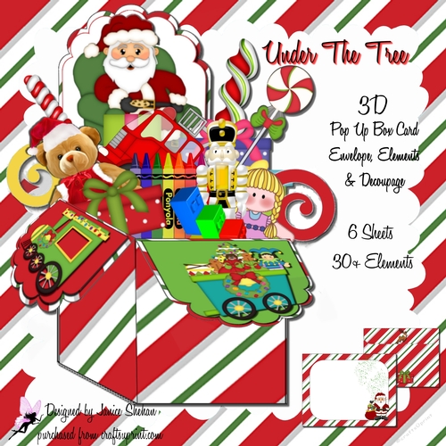 POP UP 3D BOX DECOUPAGE CARD - CHRISTMAS SANTA UNDER THE TREE