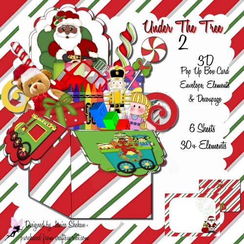 POP UP 3D BOX DECOUPAGE CARD - CHRISTMAS ETHNIC SANTA UNDER THE TREE 2