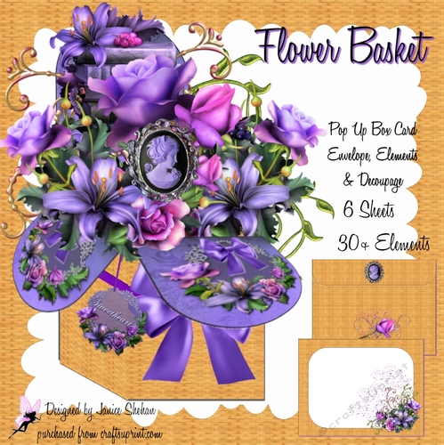 POP UP BOX 3D DECOUPAGE CARD KIT - FLOWER BASKET