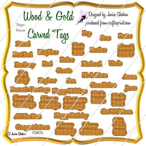 TAGS WOOD AND GOLD MASCULINE SCRAPBOOKING, CARD MAKING 