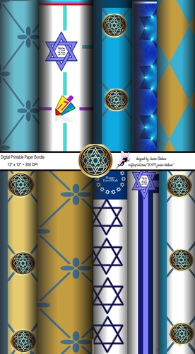 BEAUTIFUL BLUE AND GOLD JEWISH BACKGROUND PAPERS SHEETS Chanukah