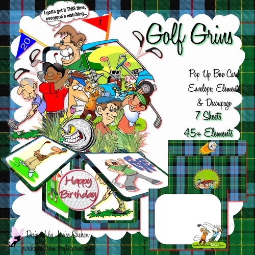 POP UP 3D BOX CARD KIT - GOLF GRINS