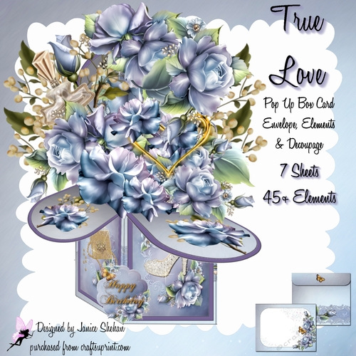 POP UP 3D BOX CARD KIT - TRUE LOVE
