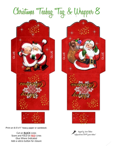 TEABAG TEA BAG WRAPPER, CHRISTMAS SANTA #8
