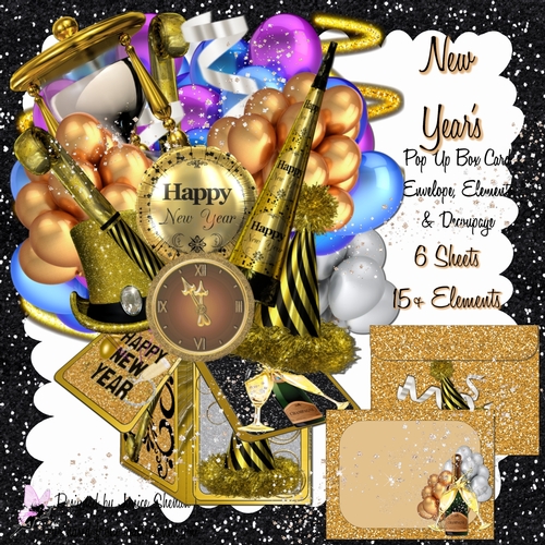 POP UP 3D BOX CARD KIT - NEW YEARS