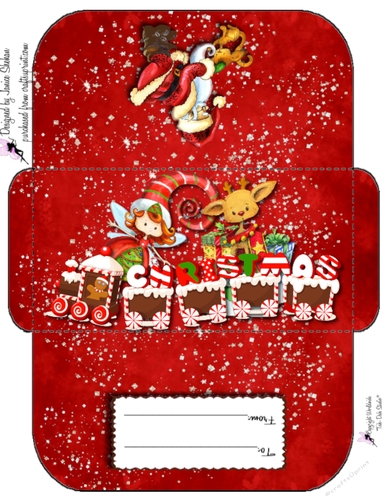 CHRISTMAS MONEY WALLET - TRAIN, RUDOLPH AND ELF