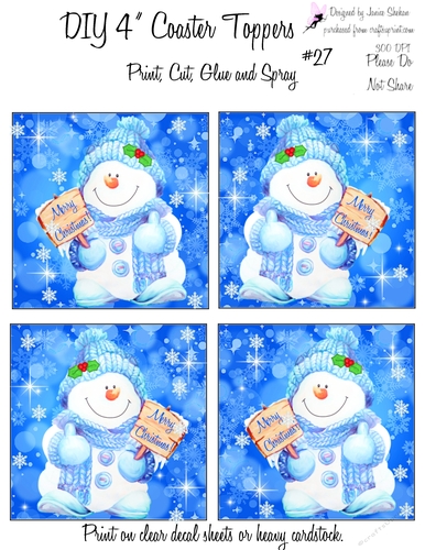 DRINK COASTER SET OF 4 DIY SNOWMAN #27