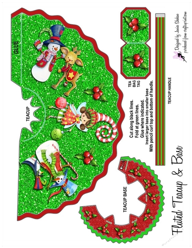 CHRISTMAS FLUTED TEACUP - TDS TC6 GIRLS TEA PARTY
