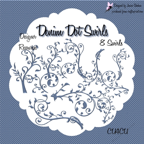 SWIRLS - DENIM DOTS FLOURISH EMBELLISHMENTS 
