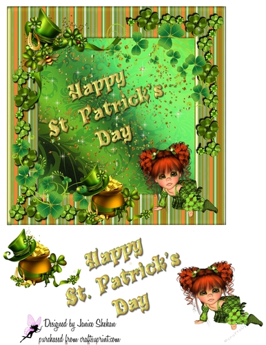 ST. PATRICKS DAY ~ TOPPER AND DECOUPAGE CARD 196B