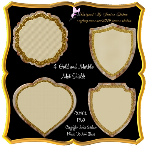 GOLD AND MARBLE MATS SHIELDS