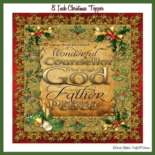 GOLD AND HOLLY CHRISTIAN CHRISTMAS CARD TOPPER