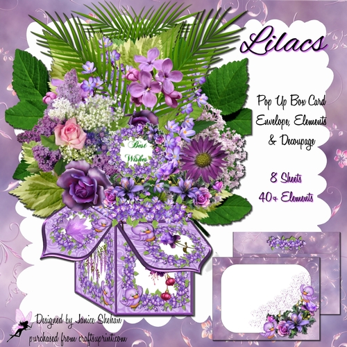 POP UP 3D BOX CARD ~ LILACS 