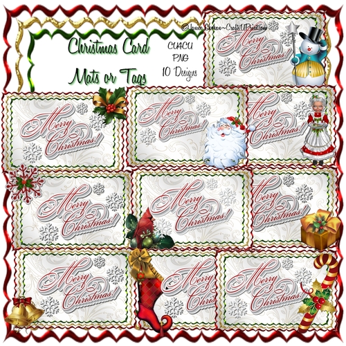 CHRISTMAS MATS OR TAGS - SANTA, MRS. CLAUS