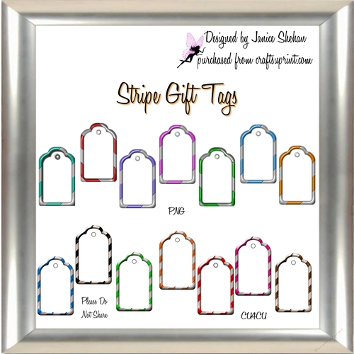 STRIPE GIFT TAGS - 14 DIFFERENT PNG