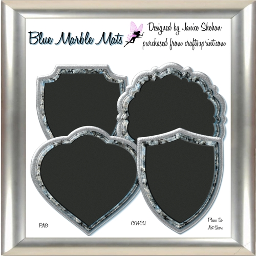 BLUE MARBLE AND SILVER MATS SHIELDS