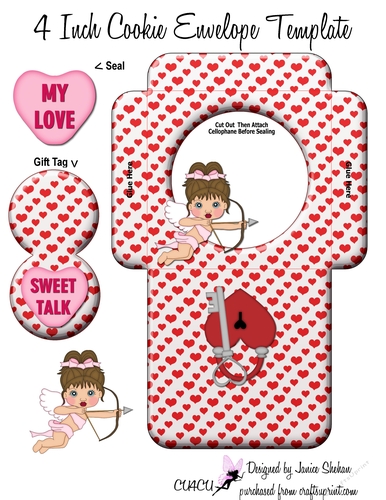 VALENTINES DAY COOKIE POCKET ~ HEARTS AND GIRL CUPID