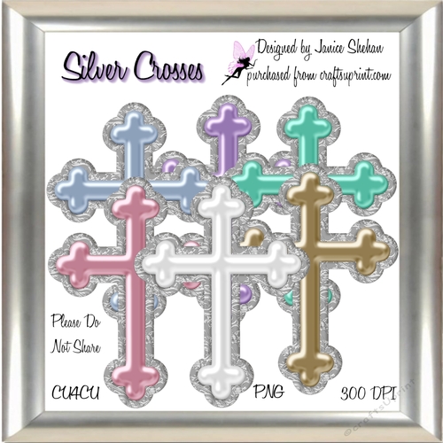SILVER AND PEARL CROSSES ~ CLIPART EMBELLISHMENTS