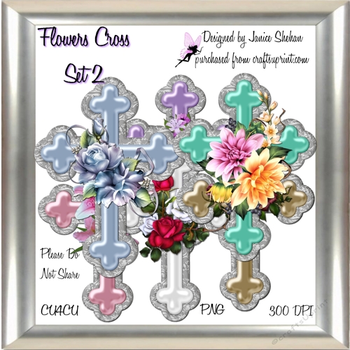 FLOWERS CROSS SET 1 - SILVER