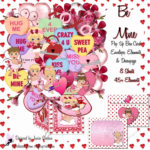 POP UP BOX CARD 3D DECOUPAGE KIT ~ BE MINE